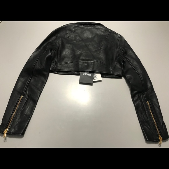 Moschino H&M Black short leather jacket Medium - Picture 2 of 7